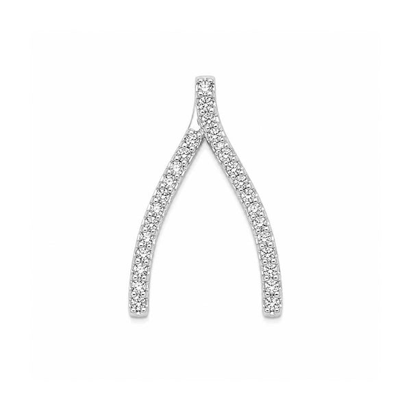 14K White Gold Diamond Wishbone Chain Slides