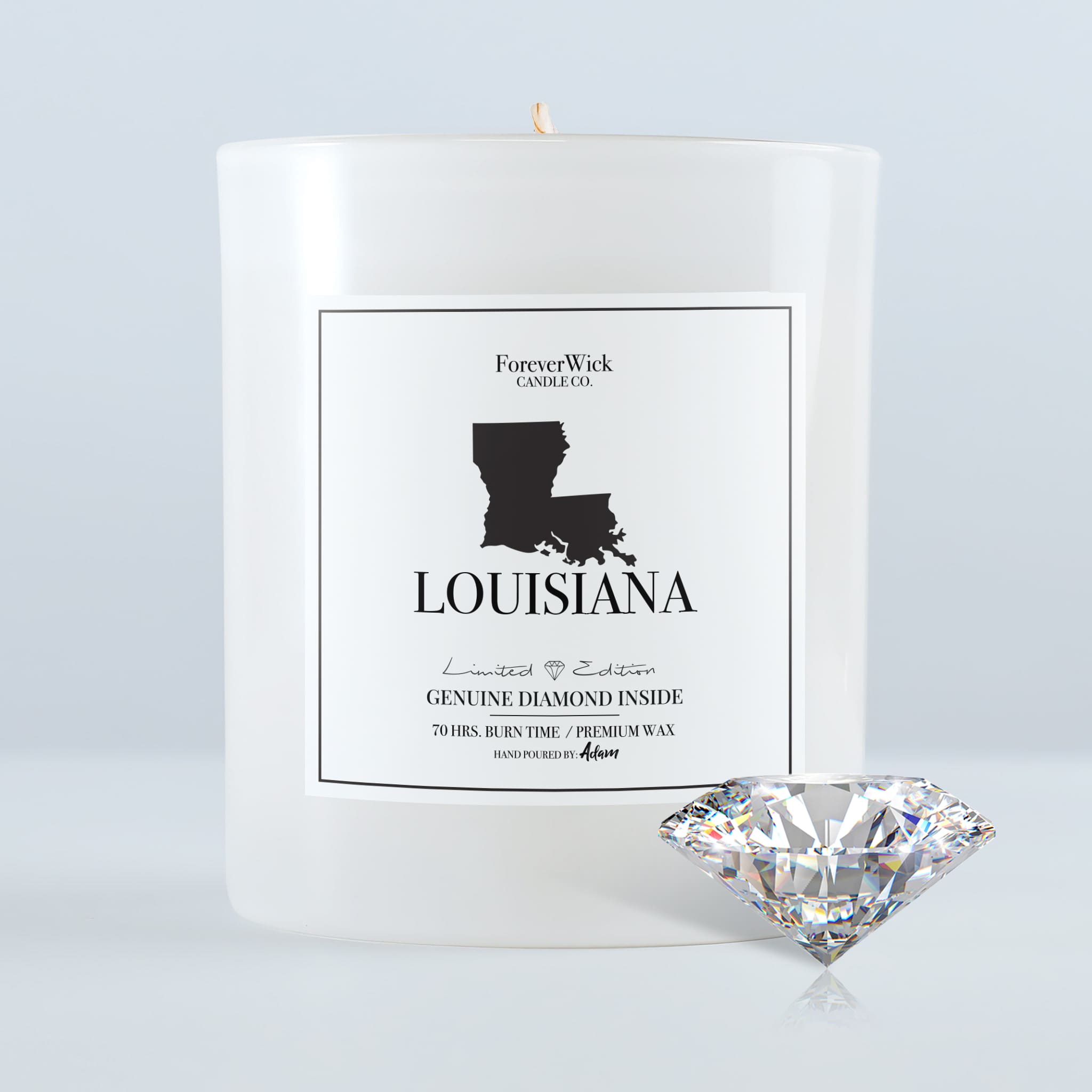 Candle with 2025 diamond inside