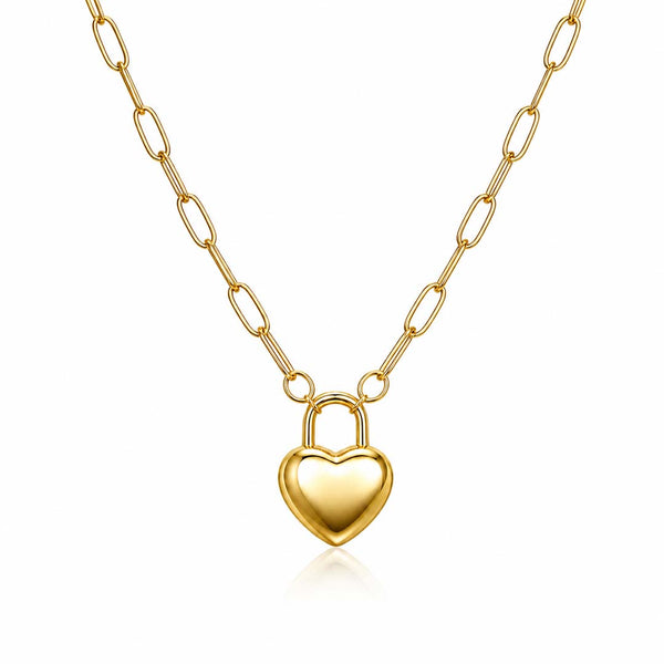 18K Gold PVD Heart Padlock Charm