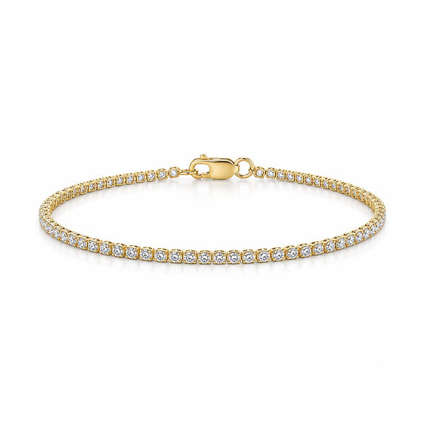 Genevieve Round Cut Lab Diamond Tennis Bracelet (1.20 ct. tw.) in Gold Vermeil - 6.5"