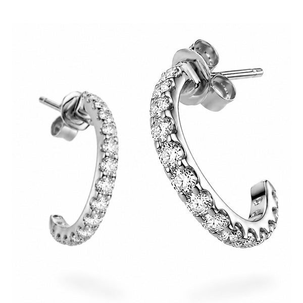 Half Hoop 20 Diamond Earrings (Silver)