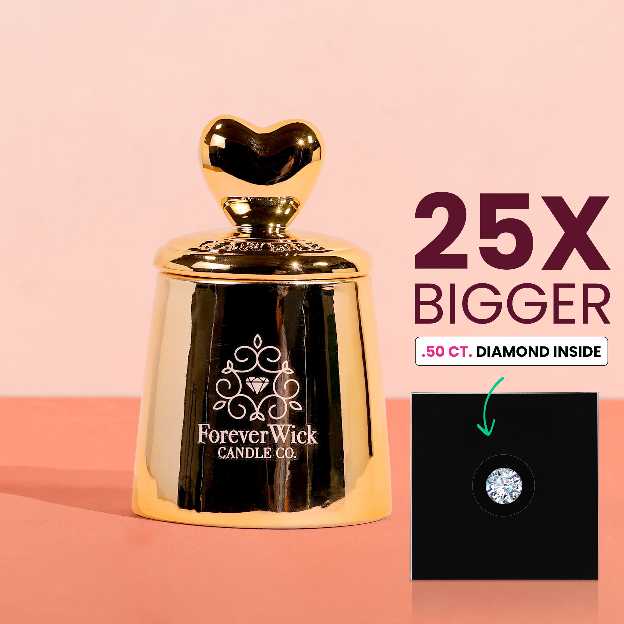The Golden Heart + .50ct Diamond Candle