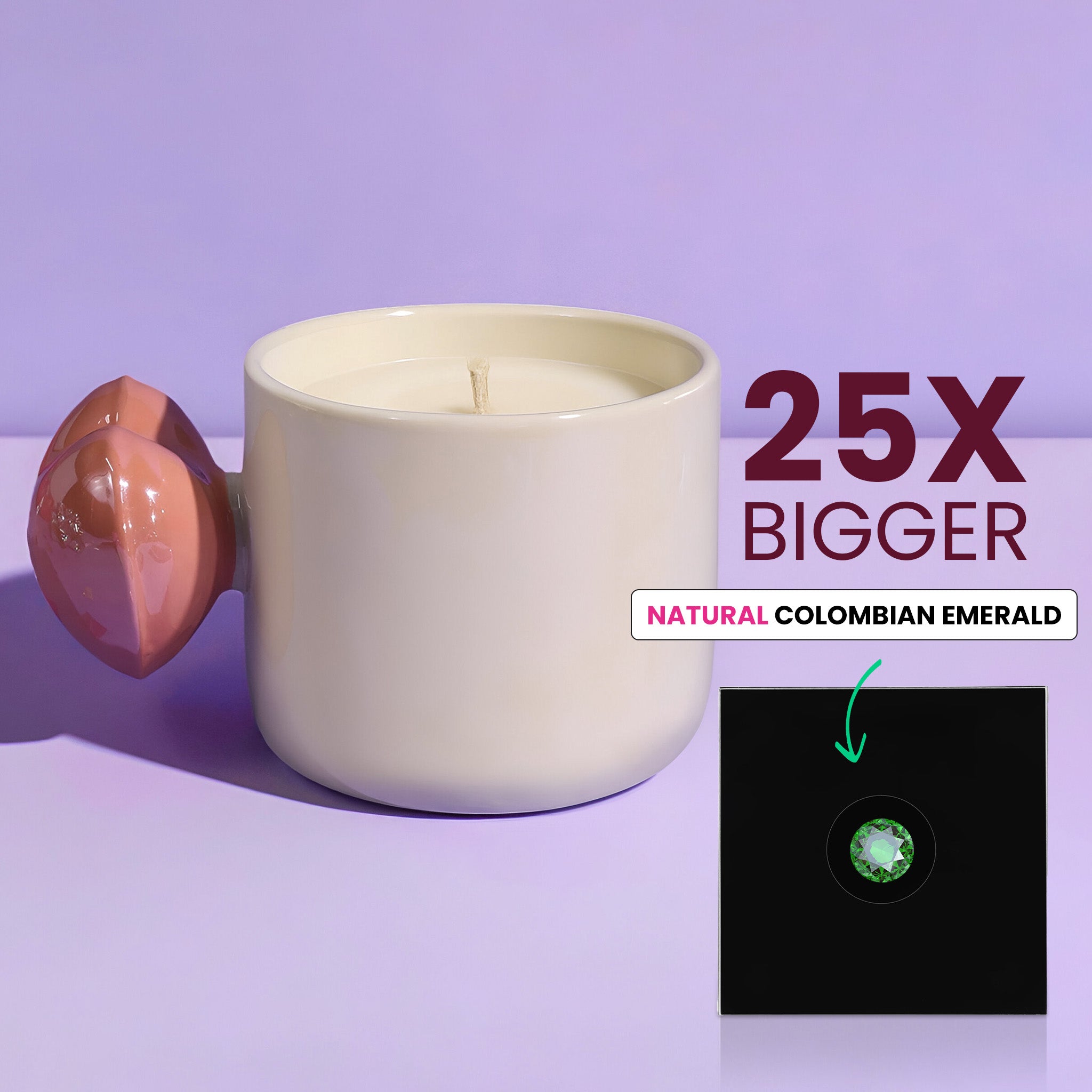 Heart In My Hand + .50ct Natural Colombian Emerald Candle