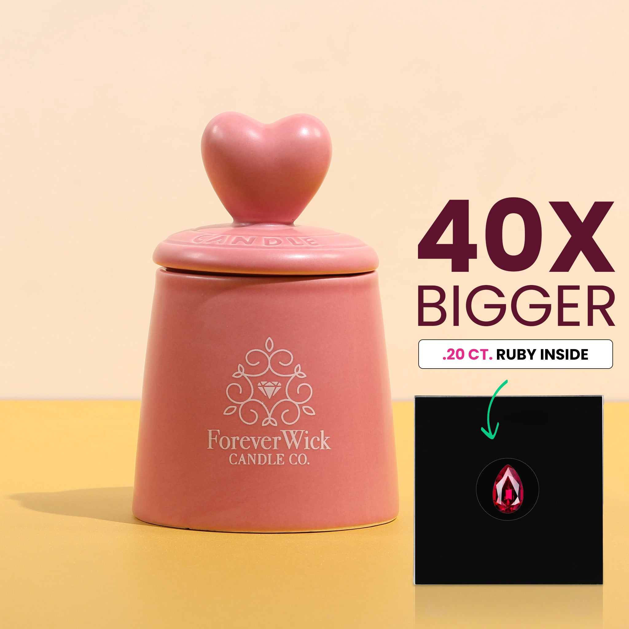 Pink Heart’s Delight + .90ct Pearl Shape Ruby Candle