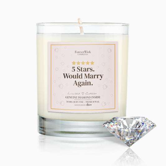 5 Stars Would Marry Again Diamond Candle