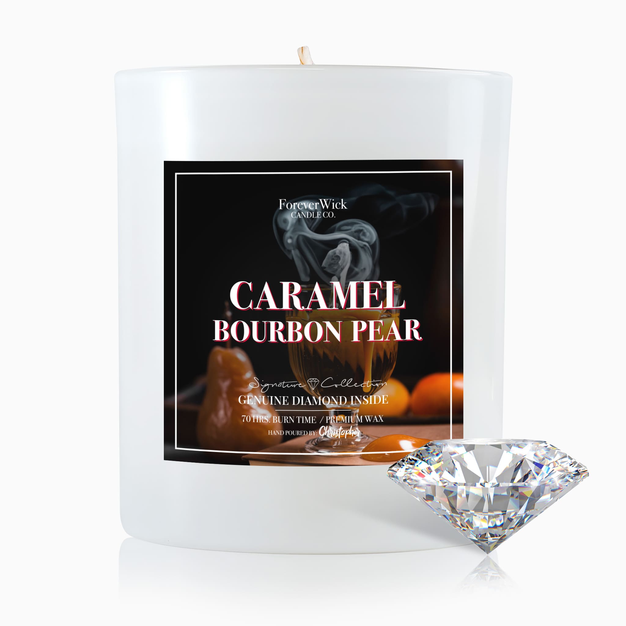 Carmel Bourbon Pear Diamond Candle