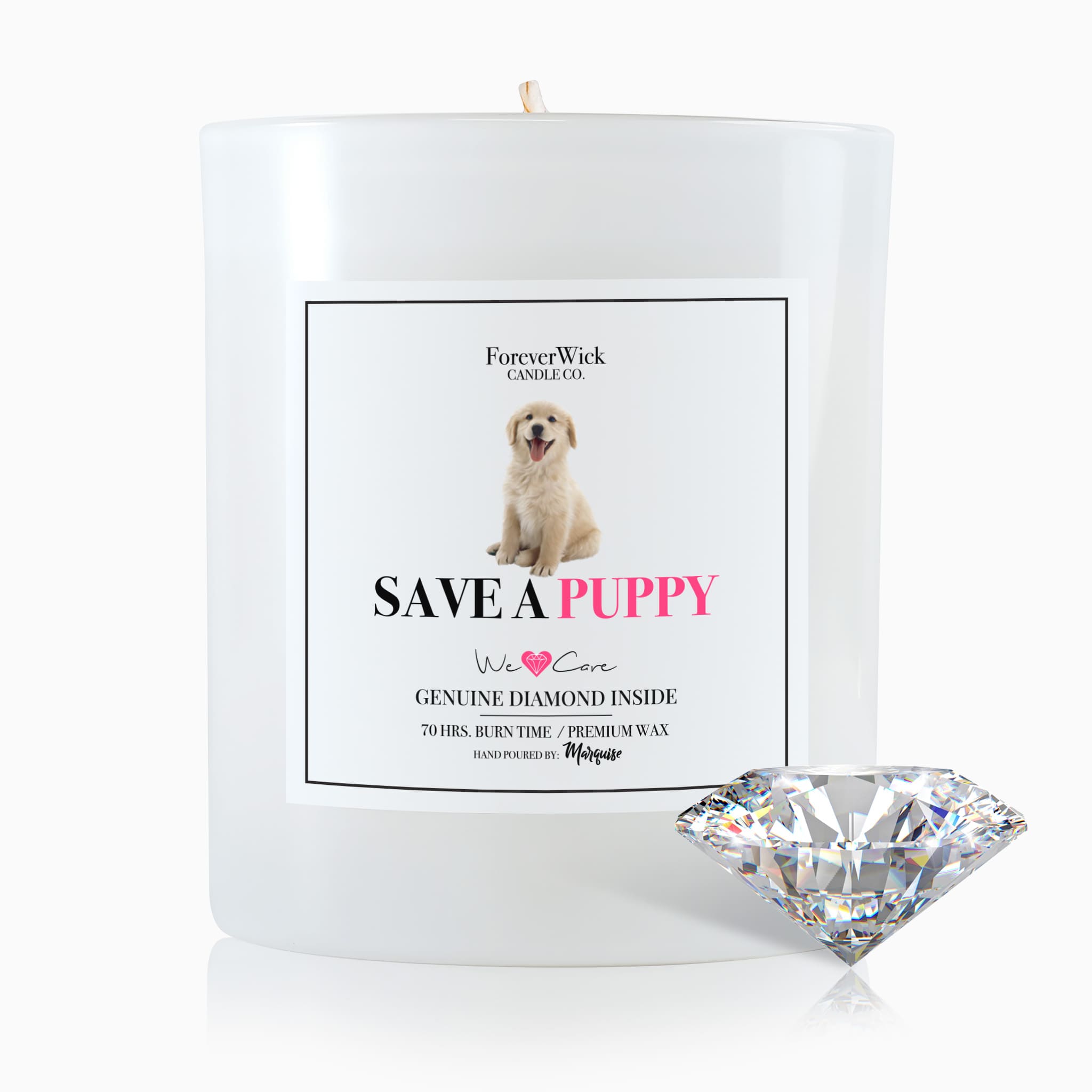 Save A Puppy Diamond Candle
