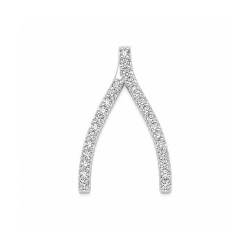 14K White Gold Diamond Wishbone Chain Slides