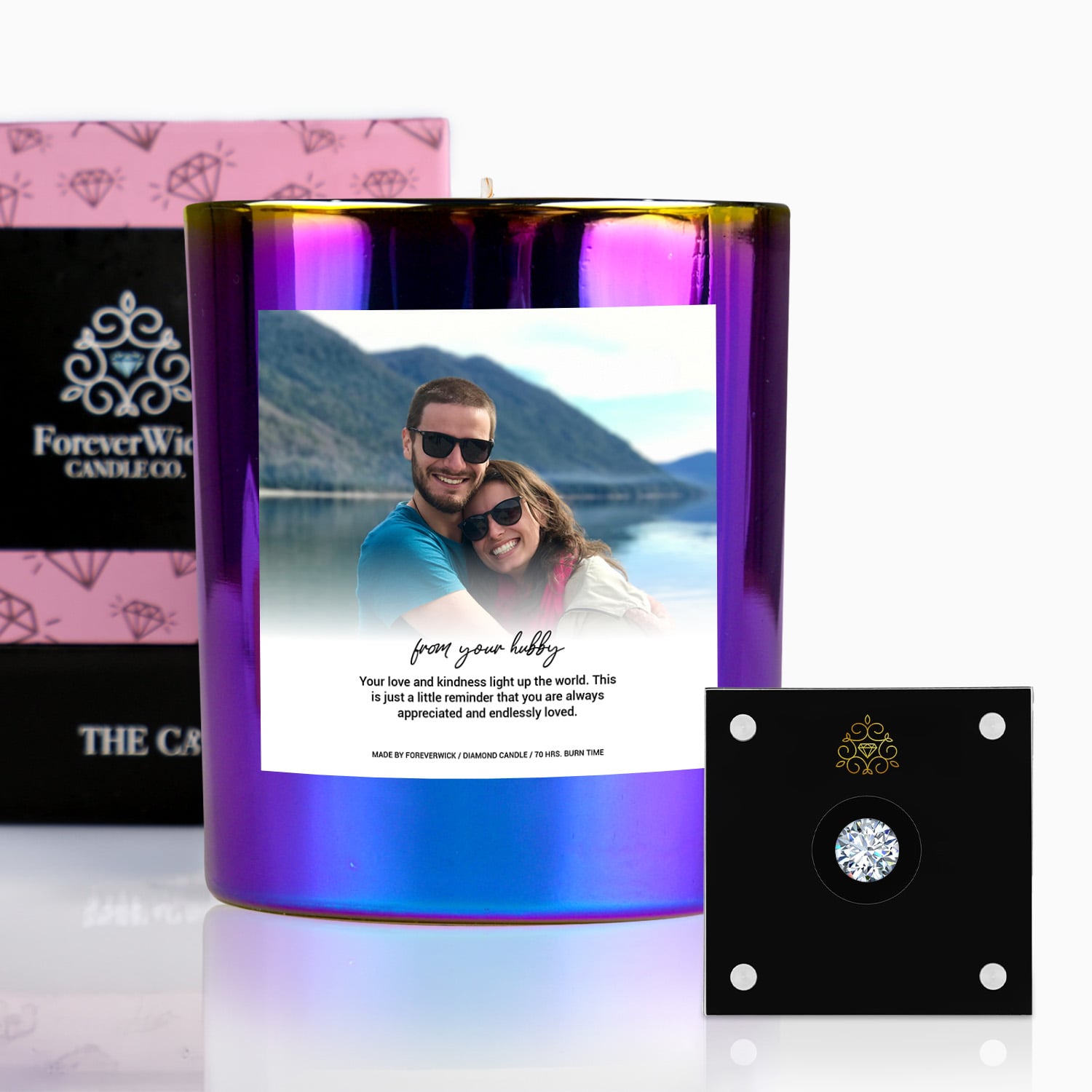 Custom Candle With Your Photo & Text| Non-Toxic Candle with Crystals main image 1