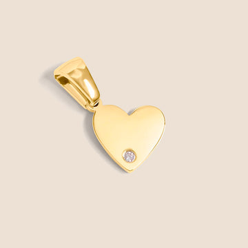 18K Gold PVD CZ Accent Heart Charm