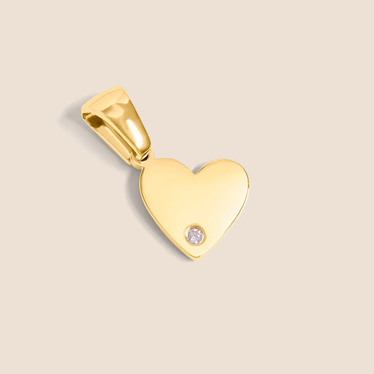 18K Gold PVD CZ Accent Heart Charm