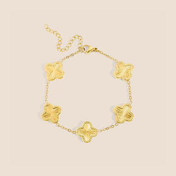 18K Gold PVD Lucky Clover Charm Bracelet