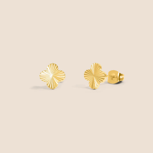 18K Gold PVD Clover Stud Earrings