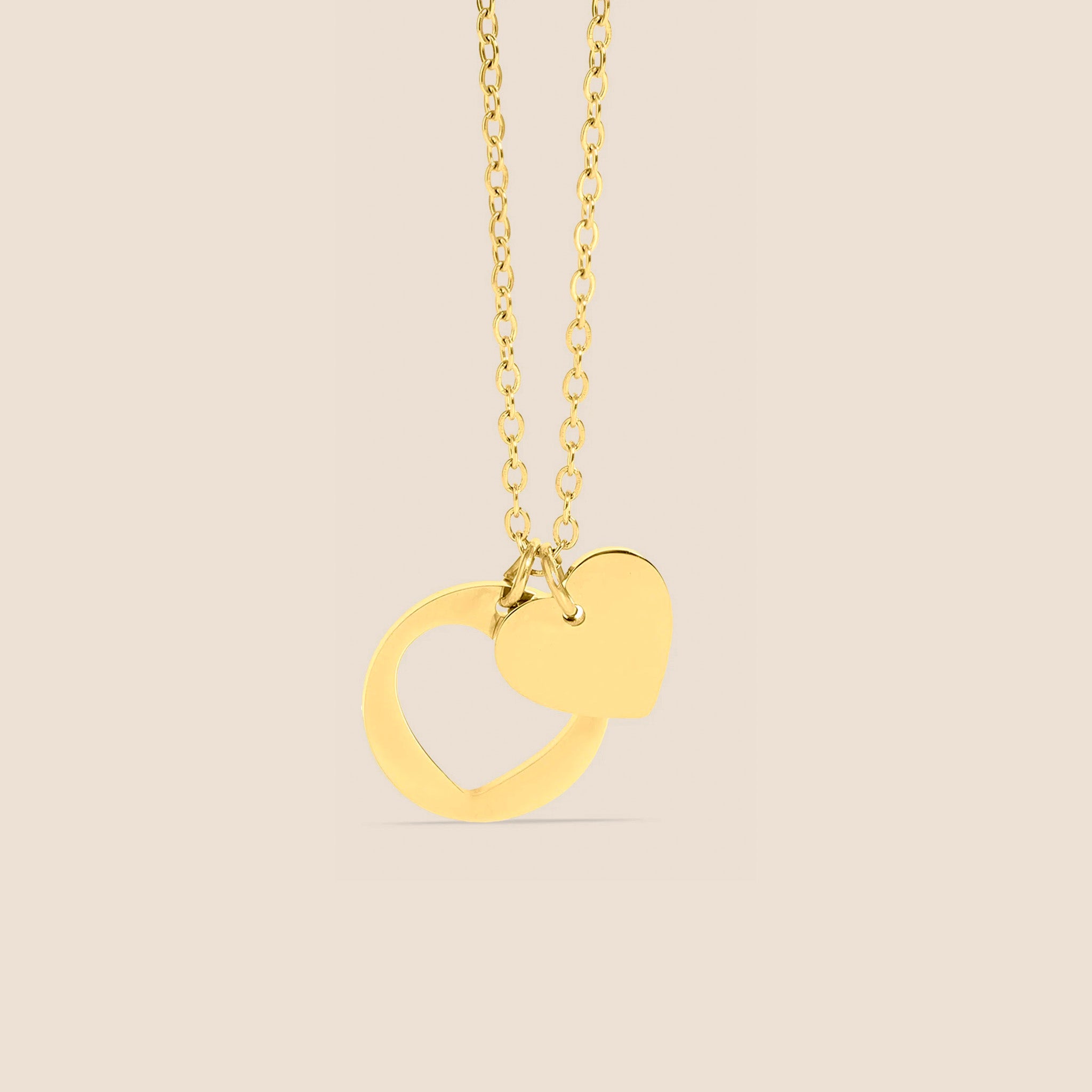 18K Gold PVD Heart Cutout Necklace w/ 2" Extension