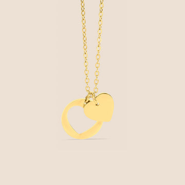 18K Gold PVD Heart Cutout Necklace w/ 2" Extension
