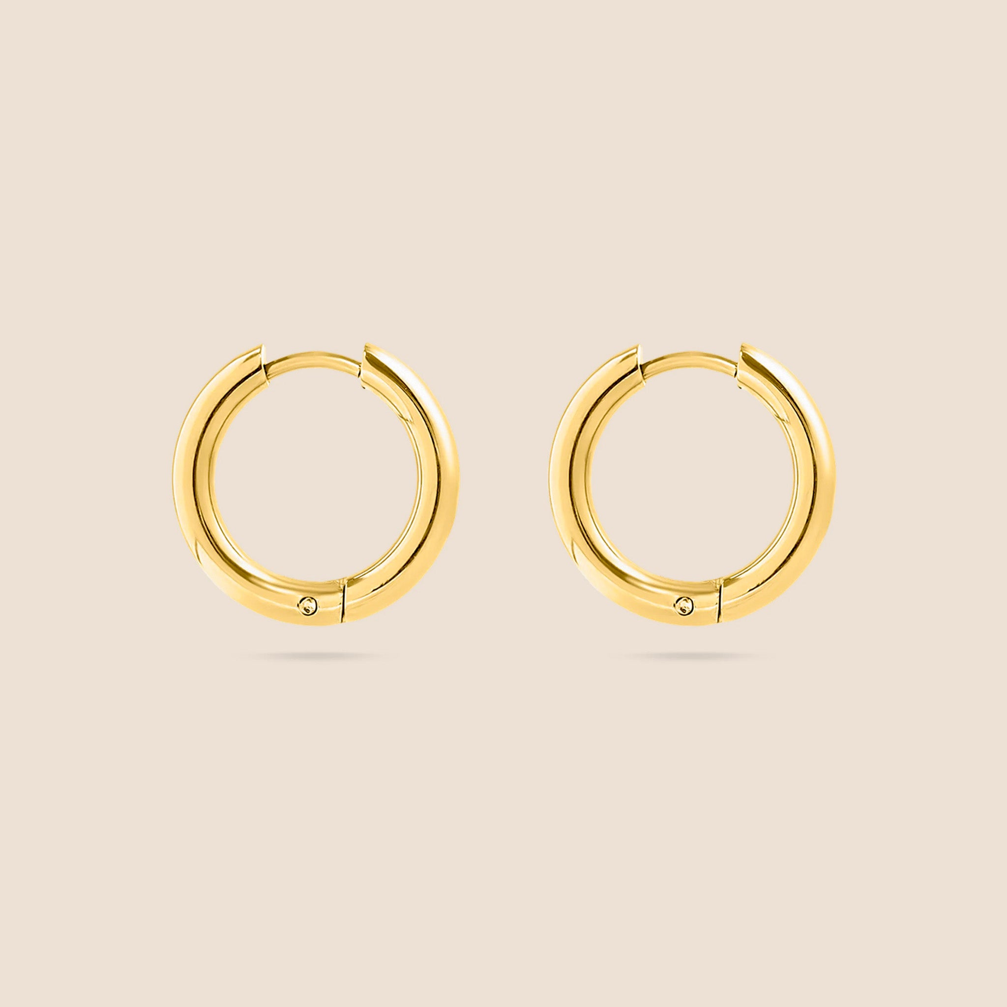 18K Gold PVD Circle Huggie Hoop Earrings