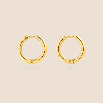 18K Gold PVD Circle Huggie Hoop Earrings