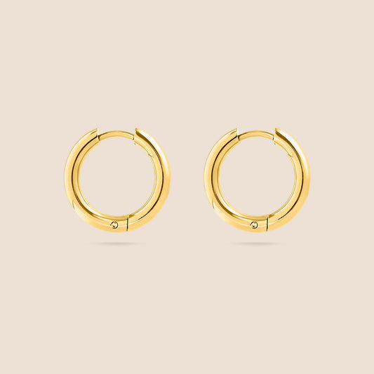 18K Gold PVD Circle Huggie Hoop Earrings