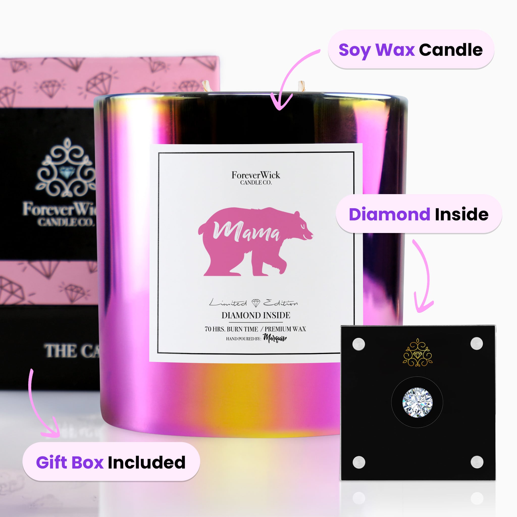 Mama Bear Sparkle Diamond Candle