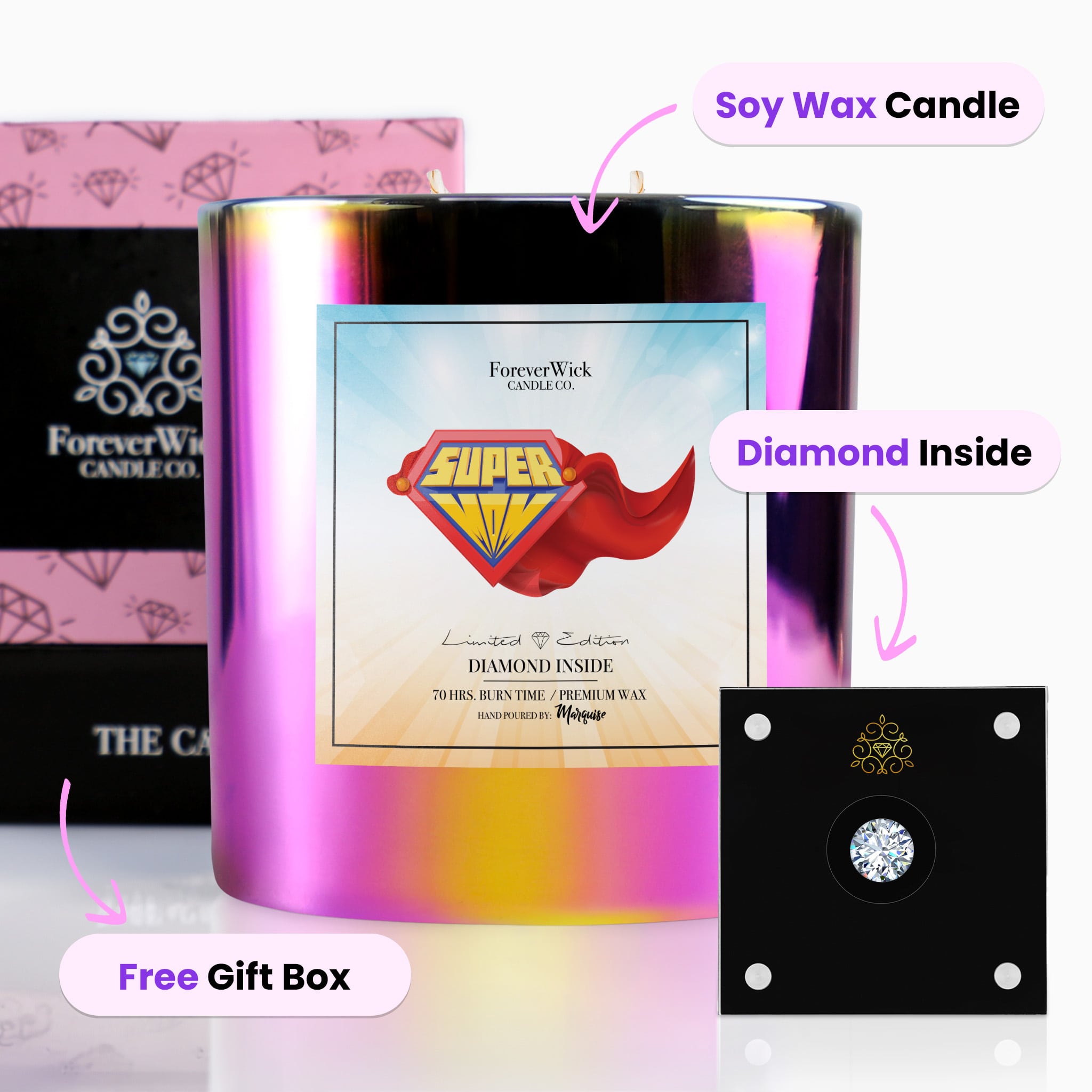 Super Mom Sparkle Diamond Candle