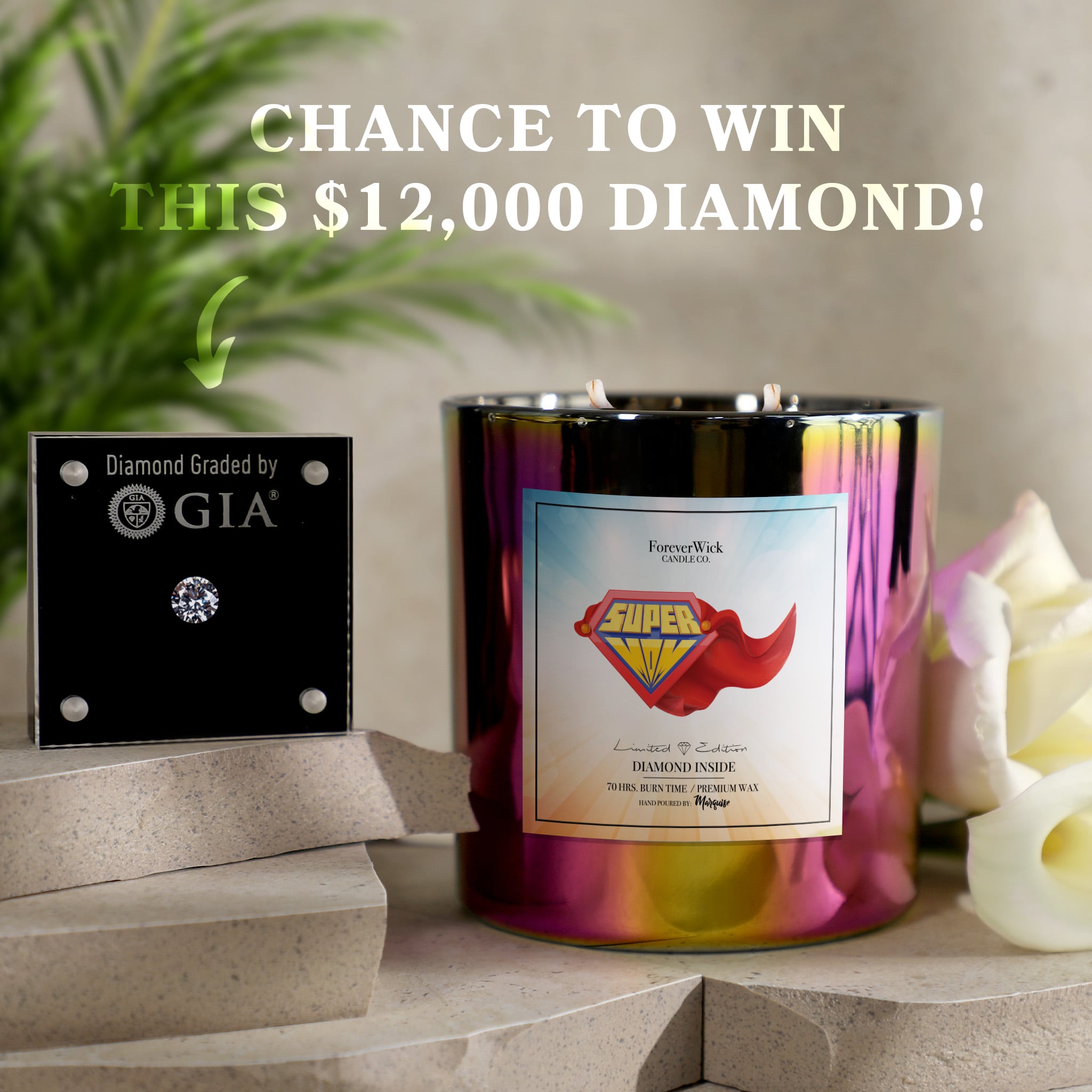 Super Mom Sparkle Diamond Candle
