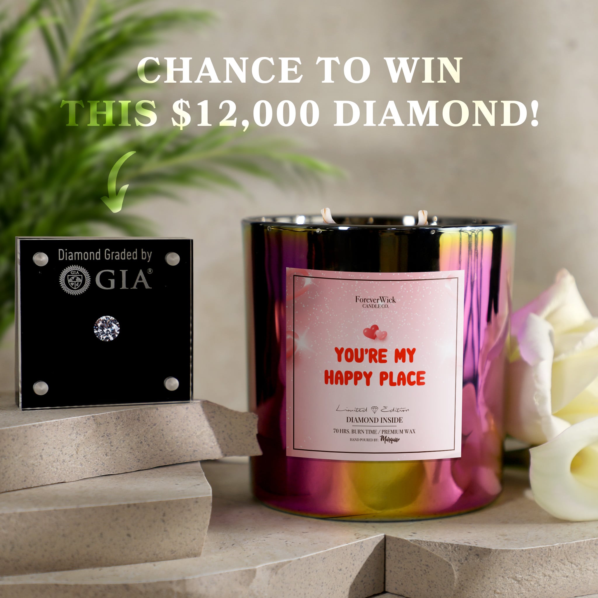 You’re My Happy Place Sparkle Diamond Candle