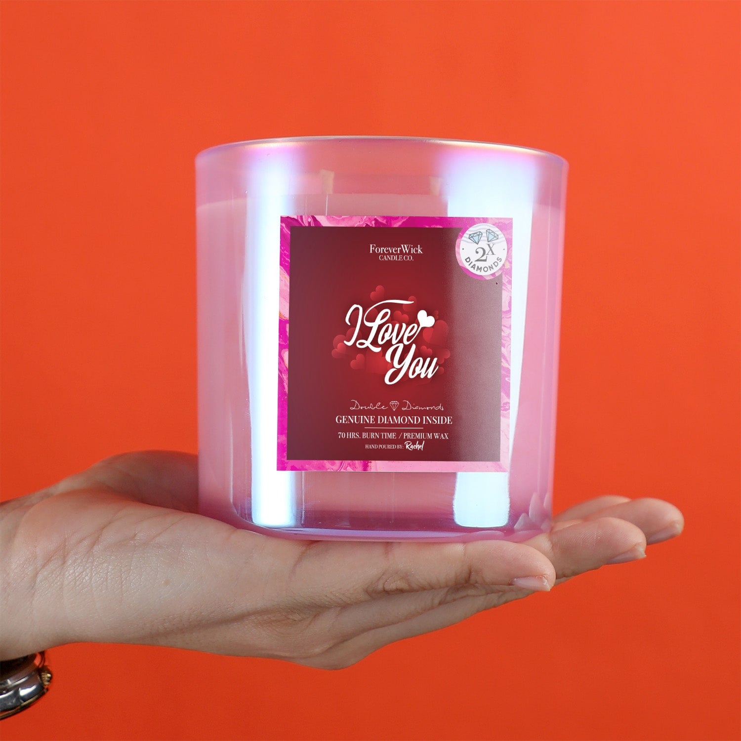 I Love You Double Diamond Sparkle Candle