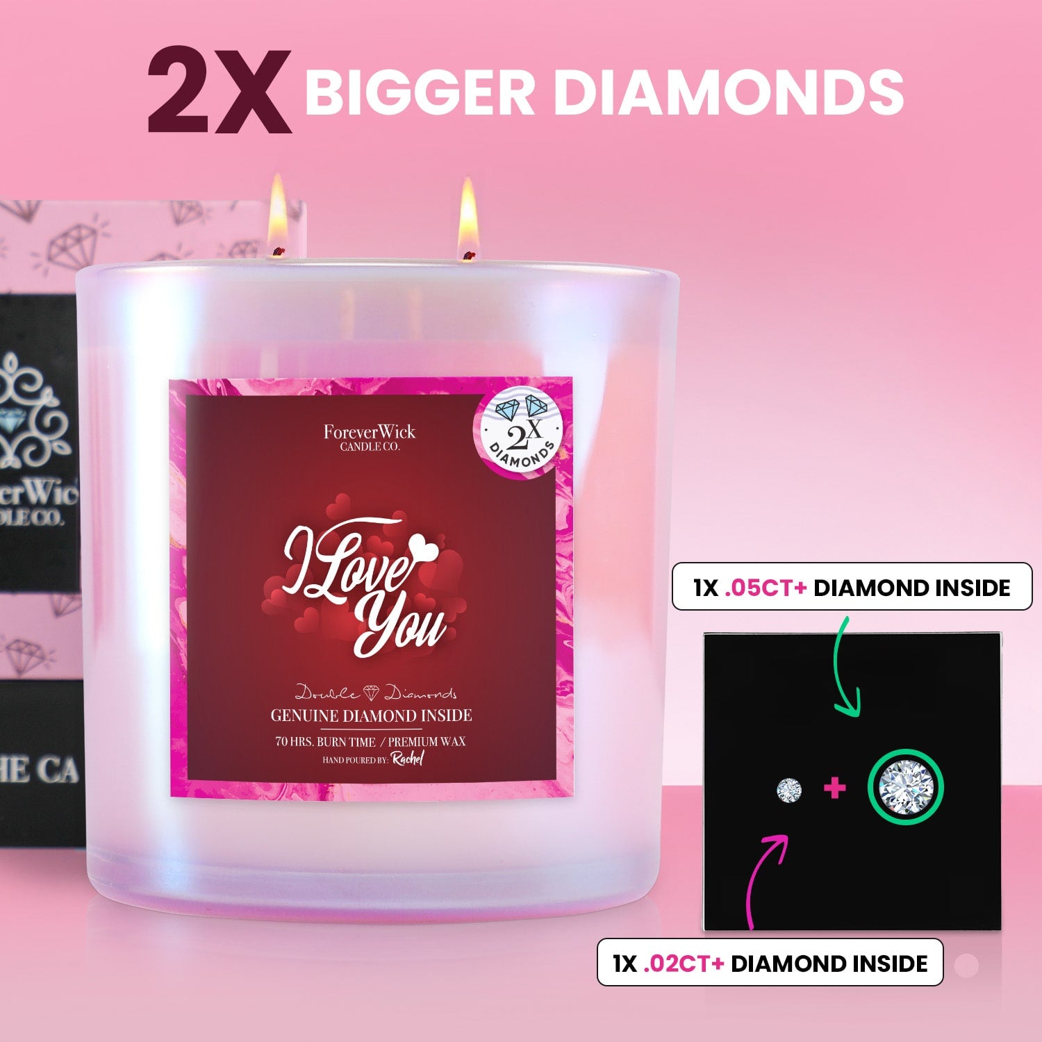 I Love You Double Diamond Sparkle Candle