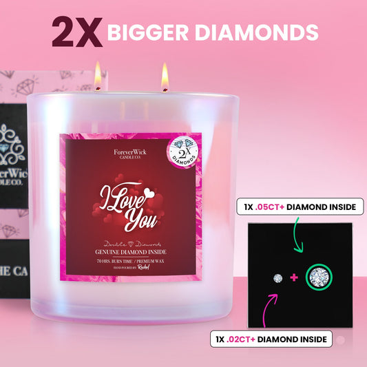 I Love You Double Diamond Sparkle Candle