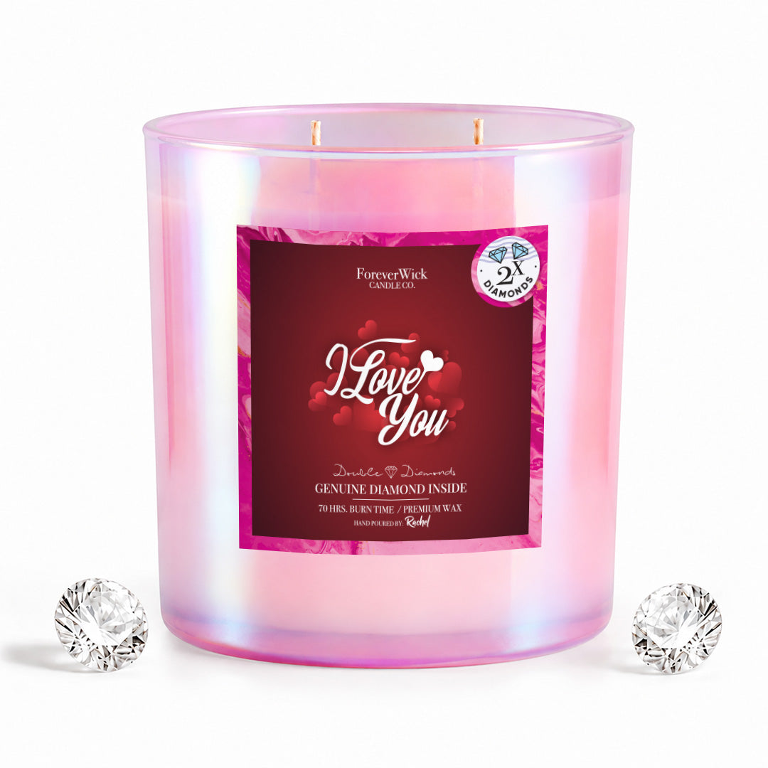 I Love You Double Diamond Sparkle Candle