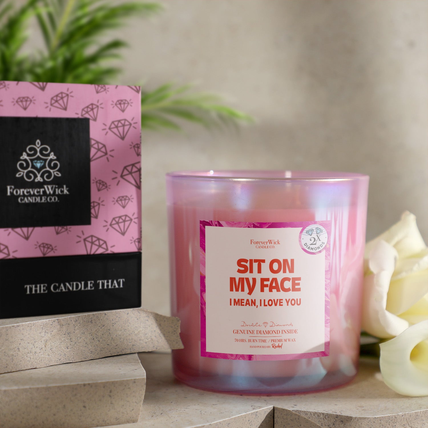 Sit On My Face Double Diamond Sparkle Candle