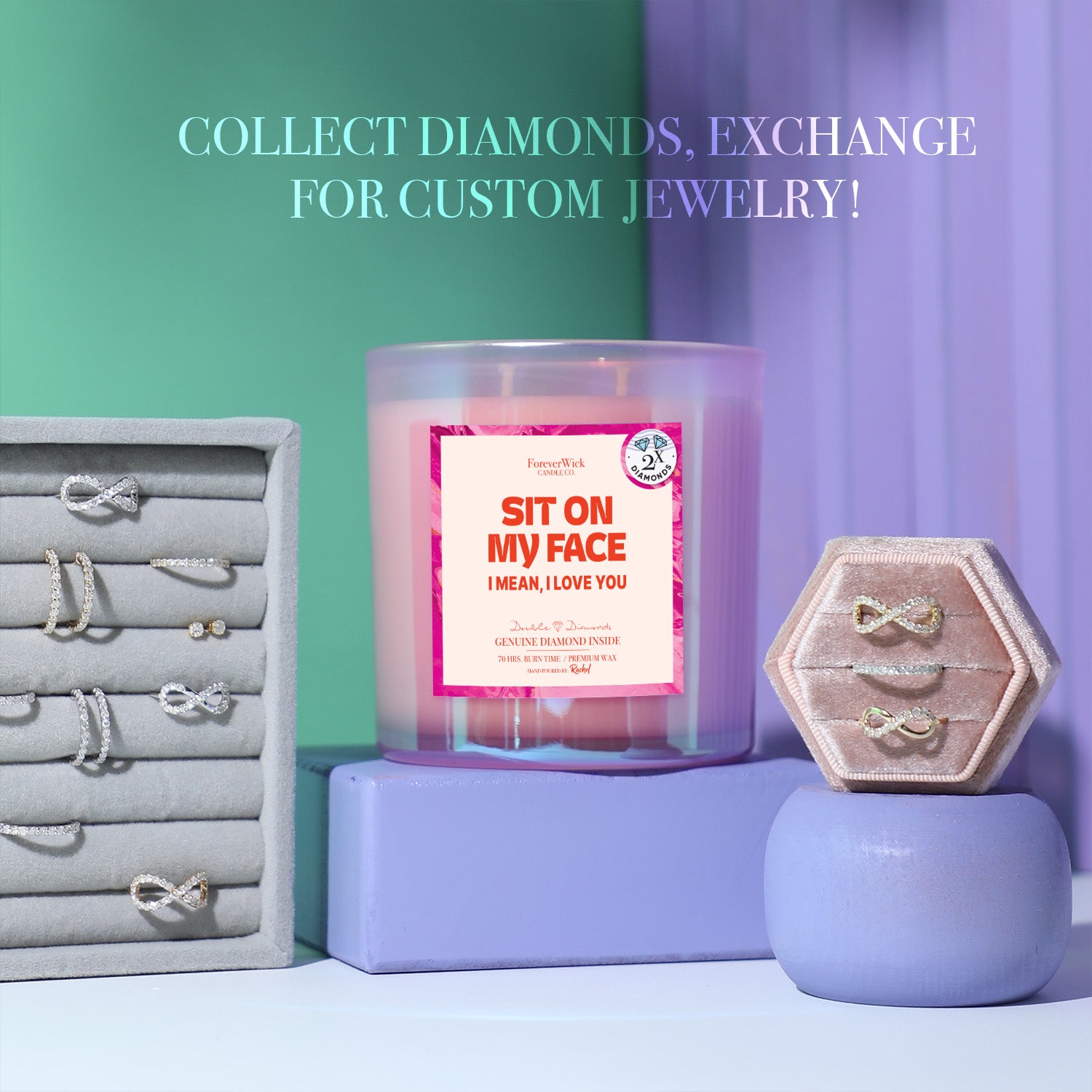Sit On My Face Double Diamond Sparkle Candle