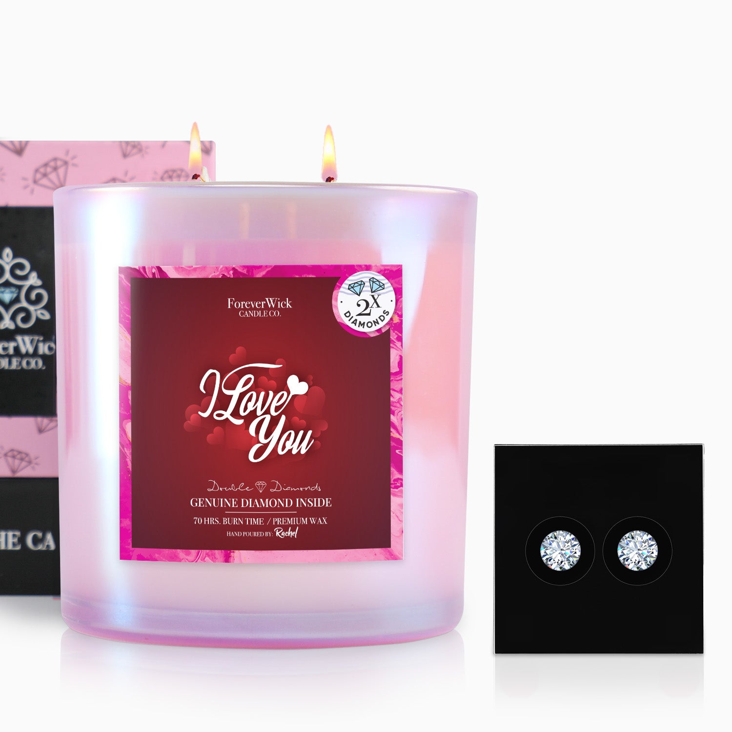 I Love You Double Diamond Sparkle Candle
