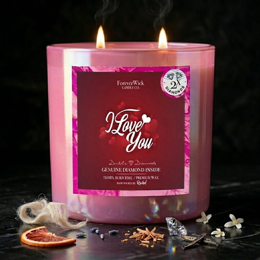 I Love You Double Diamond Sparkle Candle