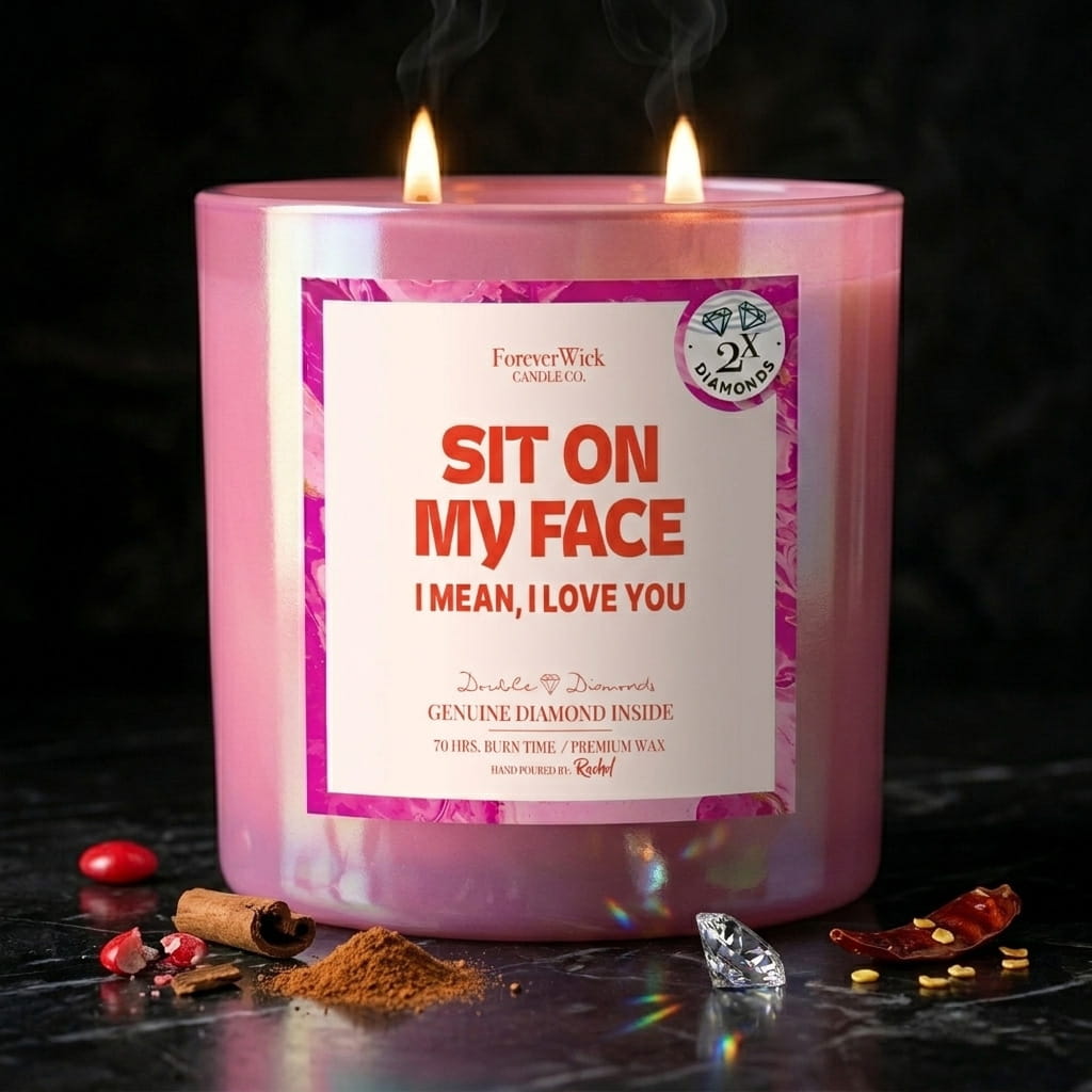 Sit On My Face Double Diamond Sparkle Candle