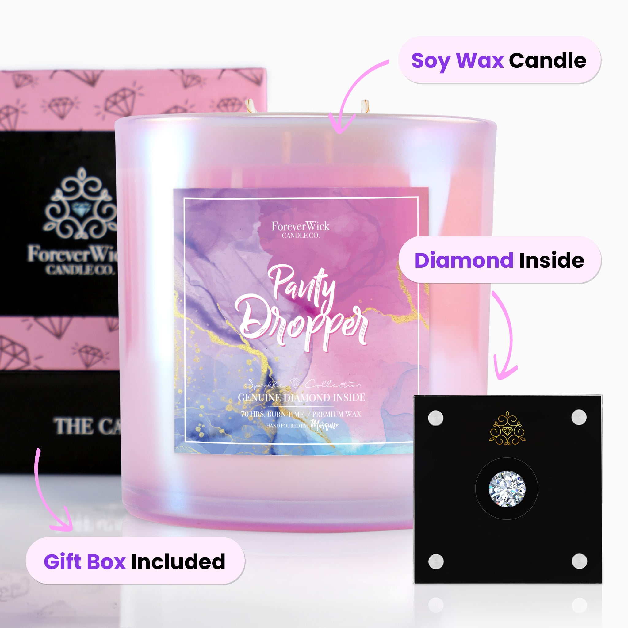Pink Panty Dropper Sparkle Diamond Candle