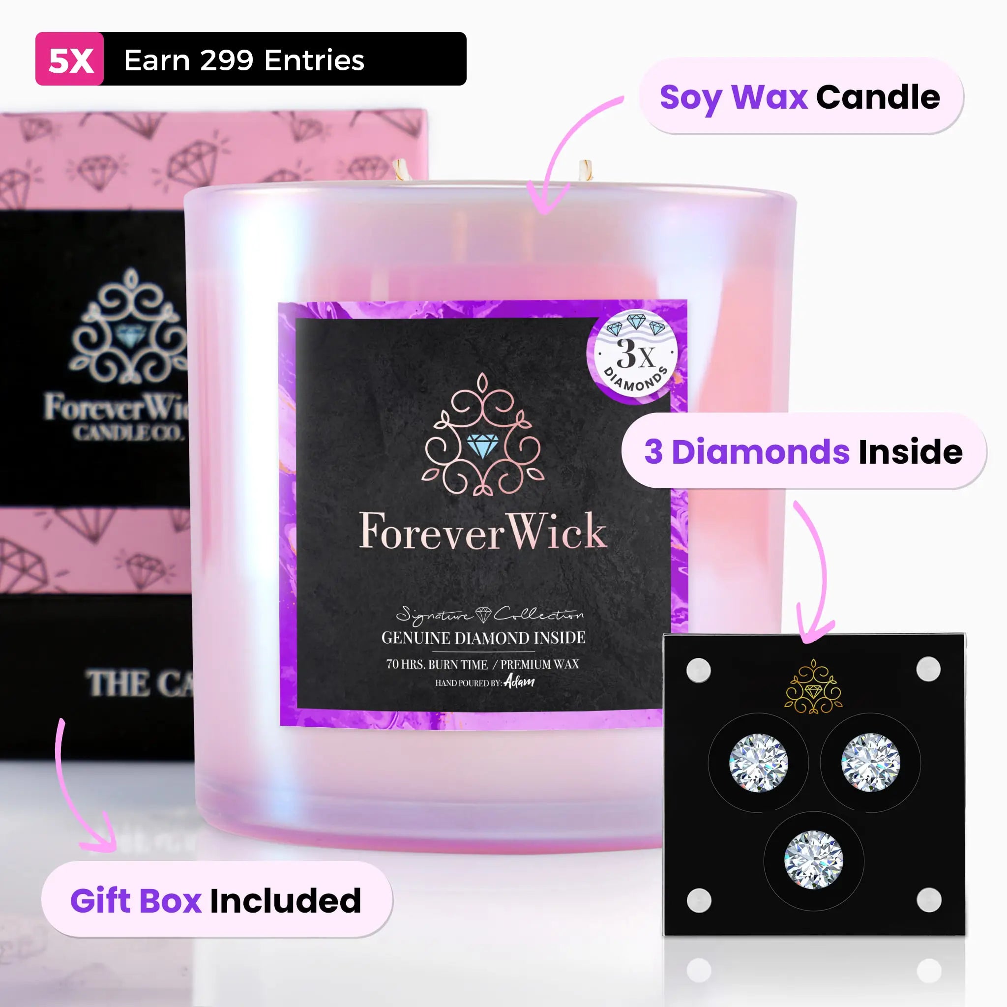 The ForeverWick 3 Diamond Candle