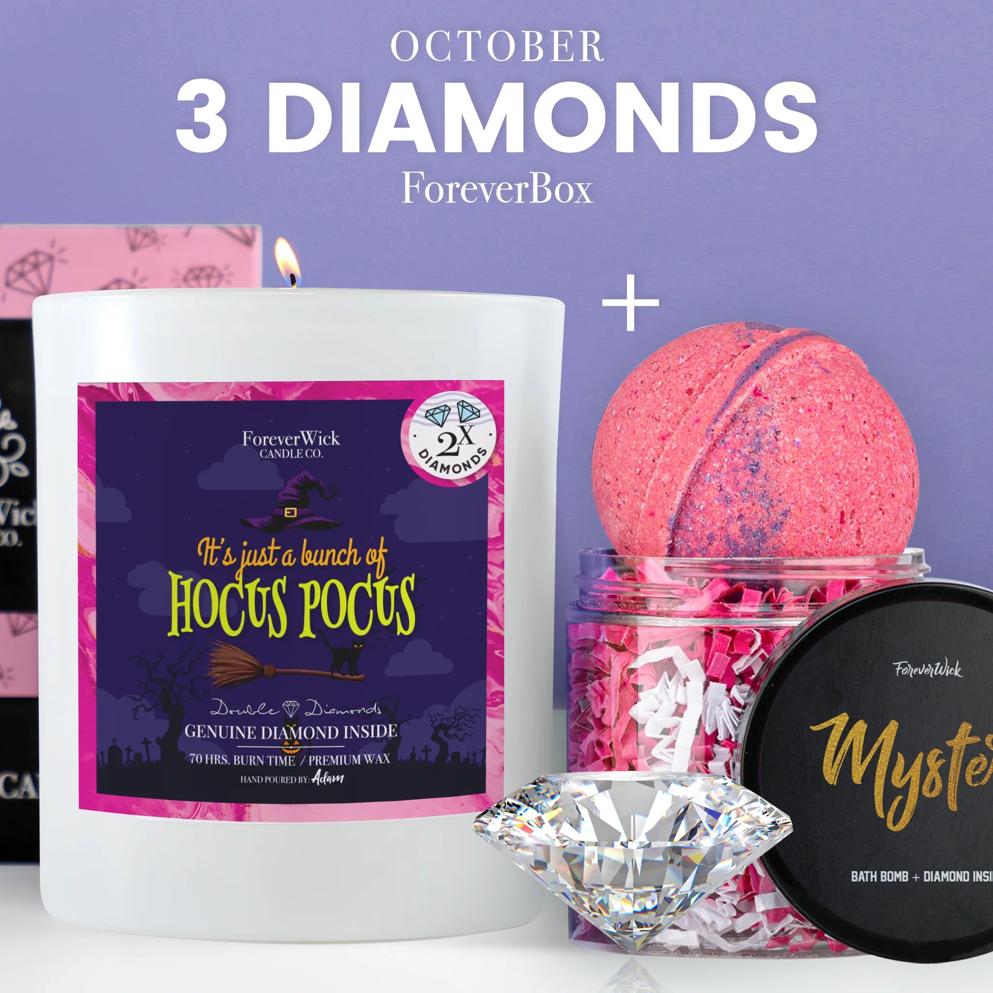 ForeverBox: Double Diamond Candle + Mystery Diamond Bath Bomb