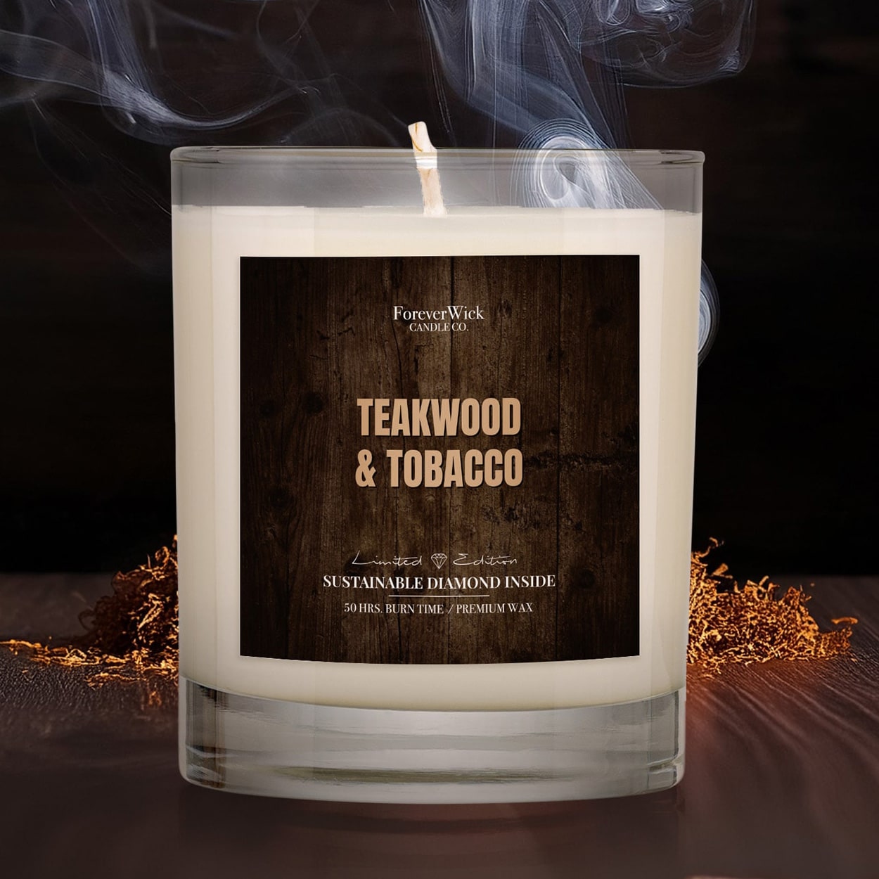 Teakwood & Tobacco Diamond Candle