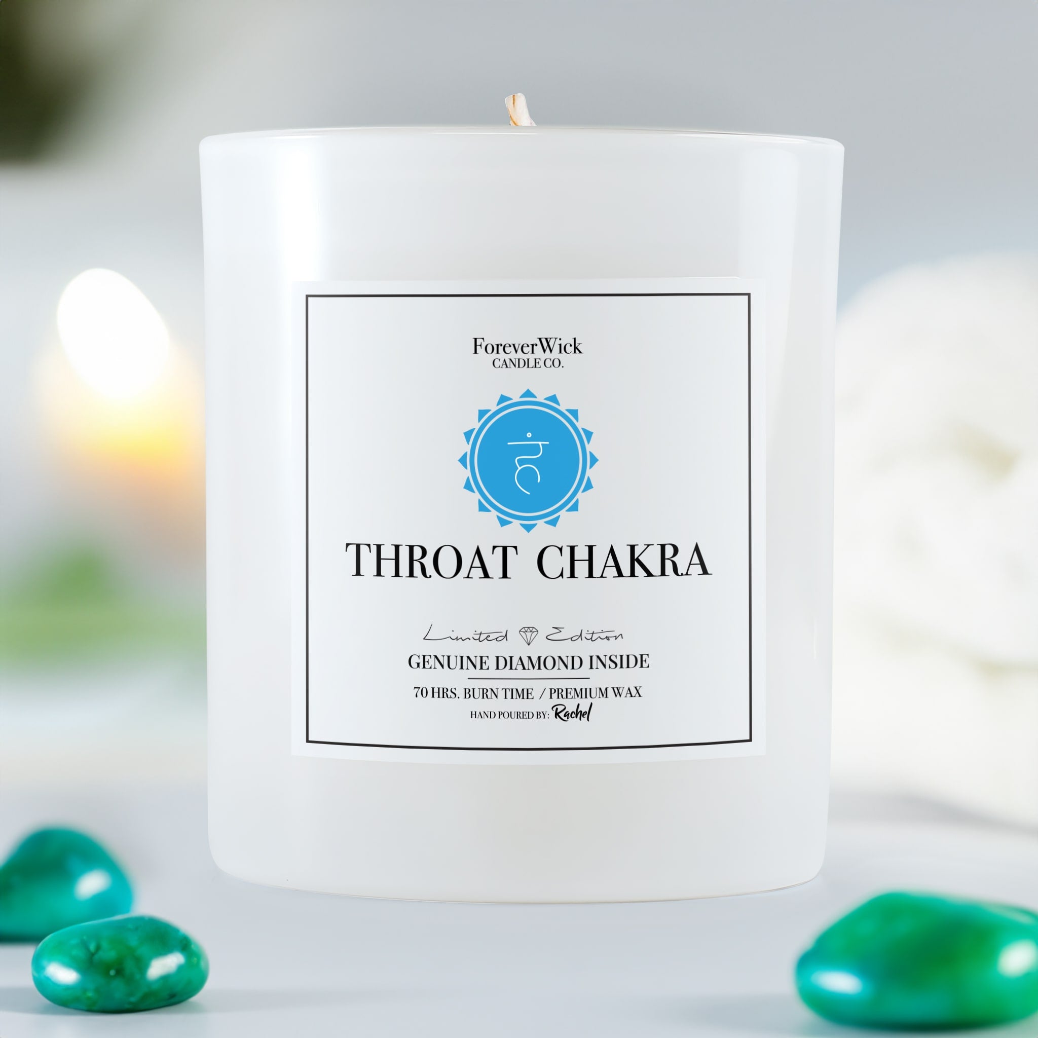 Throat Chakra - Crystal & Diamond Candle