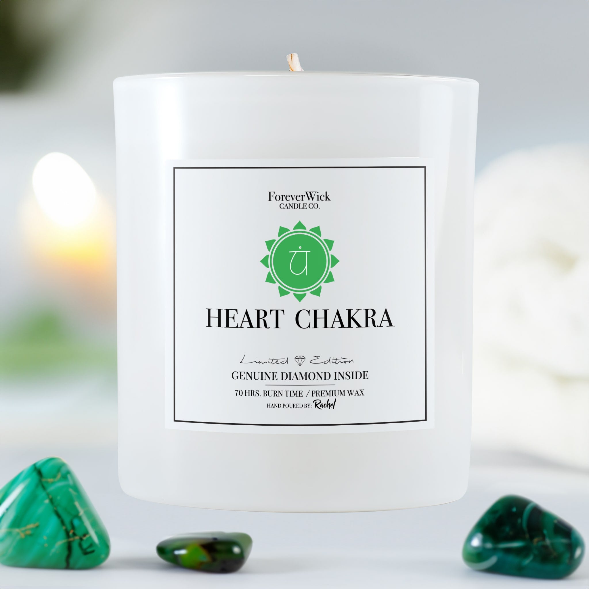 Heart Chakra - Crystal & Diamond Candle