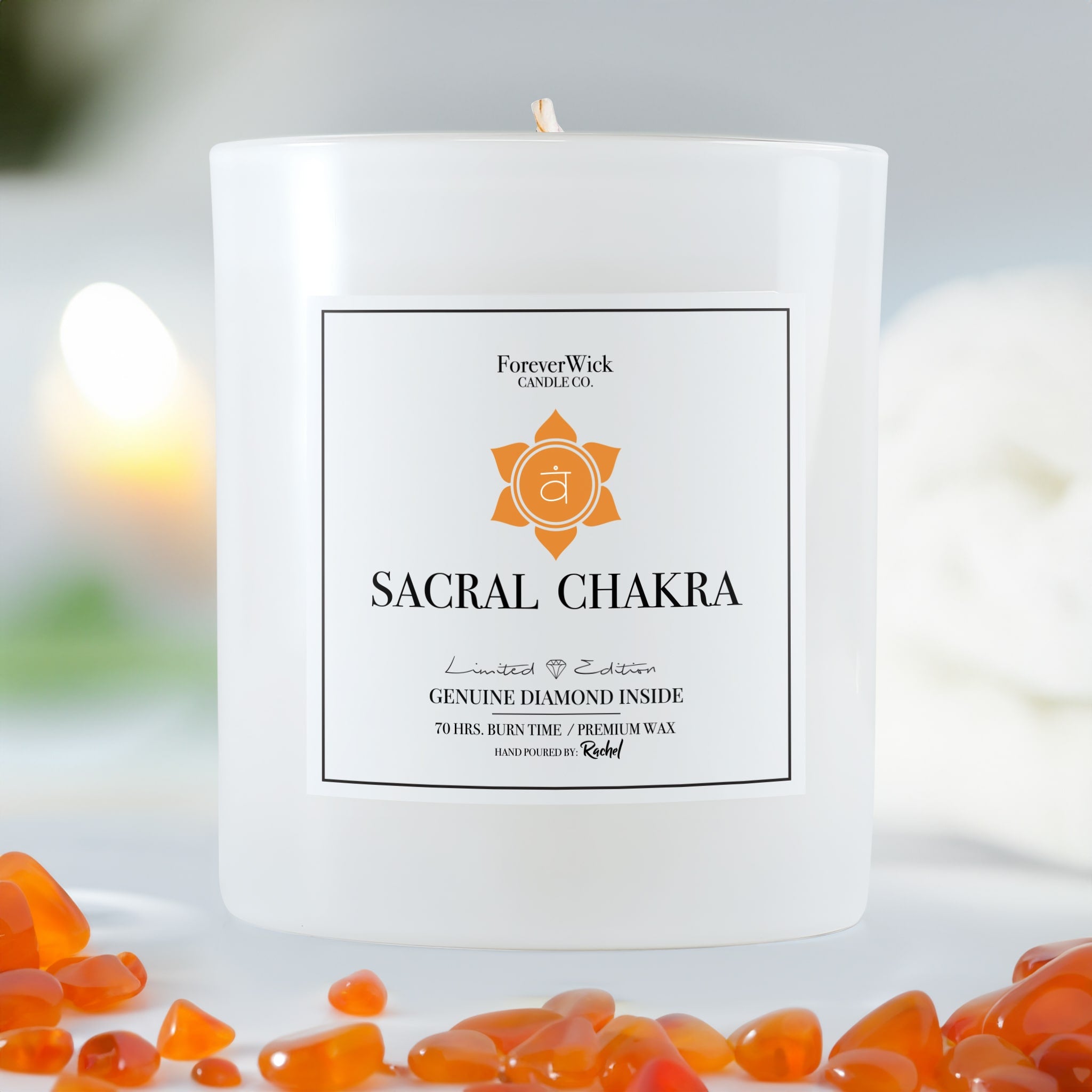 Sacral Chakra - Crystal & Diamond Candle