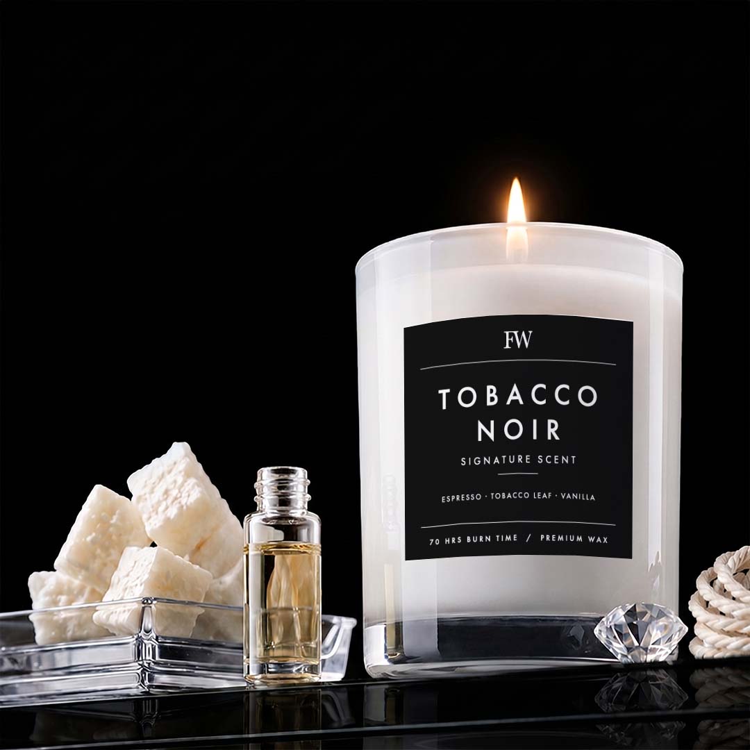 tobacco leaf and vanilla candle Candles - Warm Smoky Vanilla & Leather Scent Tobacco Vanilla Wood Wick Candle by Artius Home fills your space with a rich Wooden Wick Candle - Tobacco