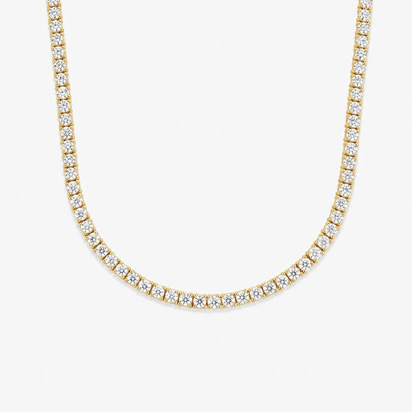 10 ct. tw. Lab Diamond Tennis Necklace (14K Gold Plated Silver)