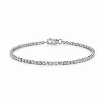 Genevieve Round Cut Lab Diamond Tennis Bracelet (1.30 ct. tw.) in Sterling Silver