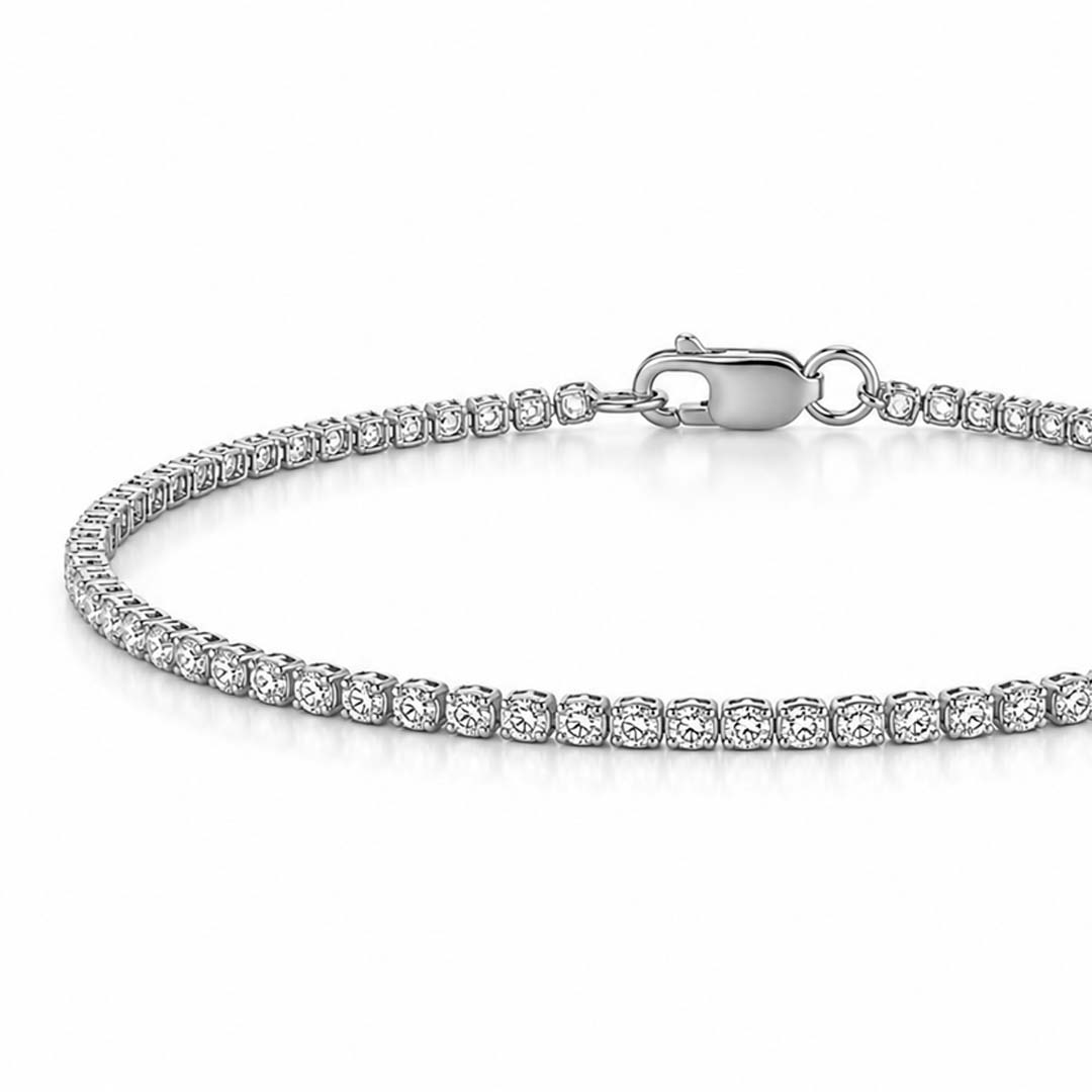 Genevieve Round Cut Lab Diamond Tennis Bracelet (1.20 ct. tw.) in Sterling Silver - 6.5"