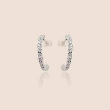 Half Hoop 20 Diamond Earrings (Silver)