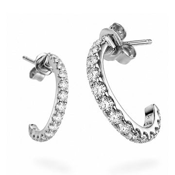 Half Hoop 20 Diamond Earrings (Silver)