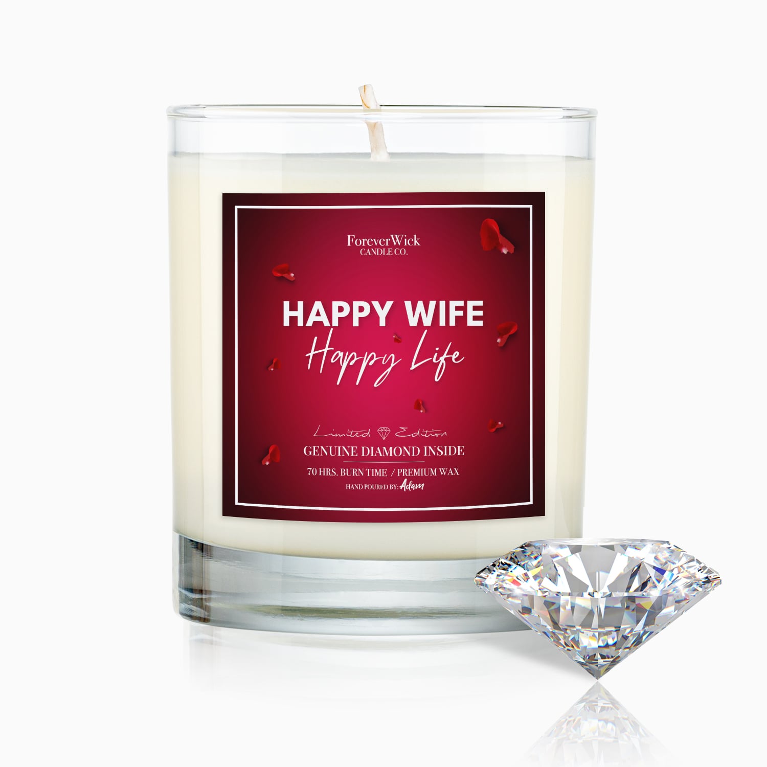 Happy Wife Happy Life Diamond Candle