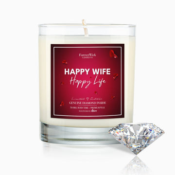 Happy Wife Happy Life Diamond Candle
